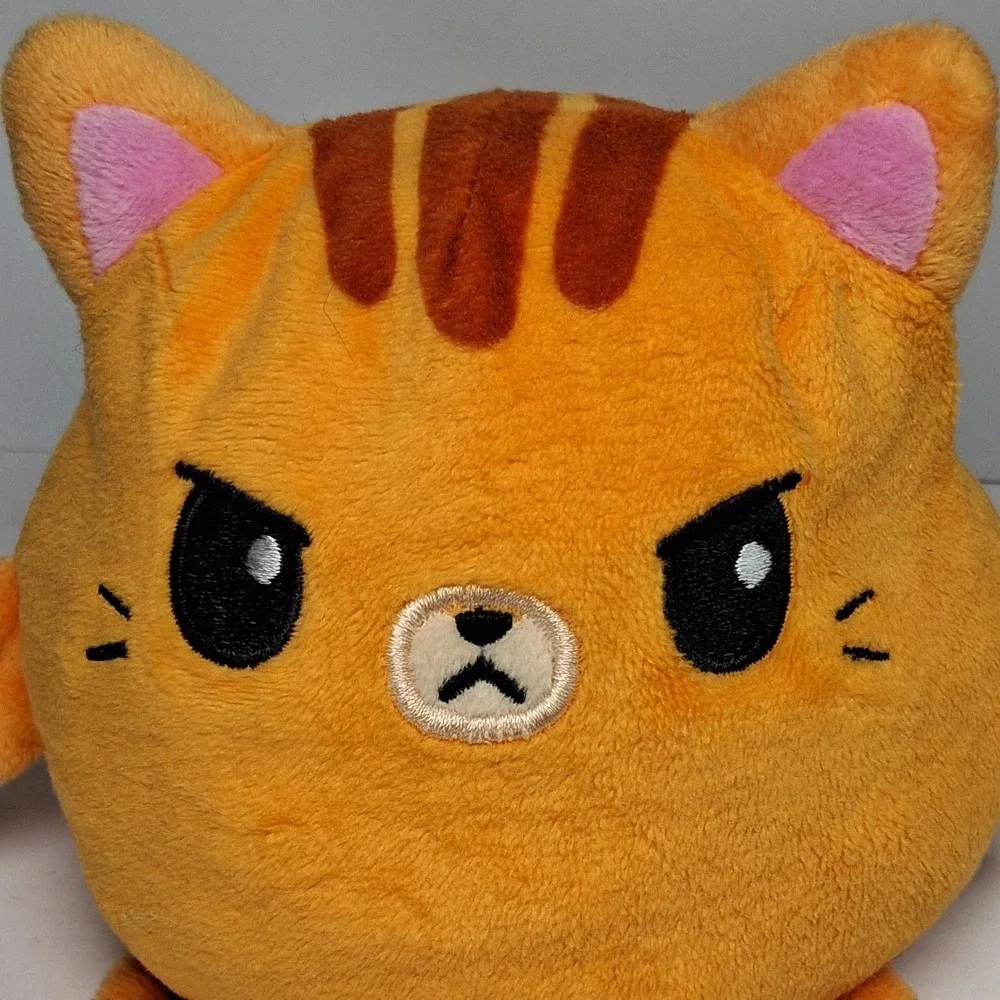 TeeTurtle Original Reversible Cat Plush - Orange Tabby - Happy & Angry